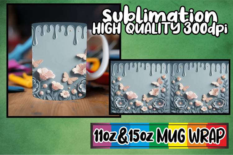 Enchanted days 11oz 15oz sublimation wrap, 3D Flowers