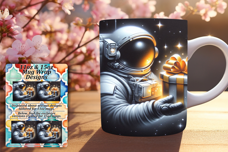 Inspiring 15oz Mug Wrap Png Template , Astronaut