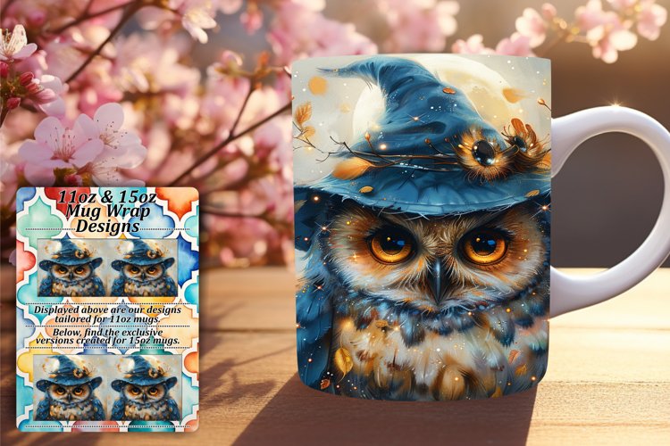 Watercolor Owl Mug Wrap for Spring 11oz 15oz Sublimation example image 1