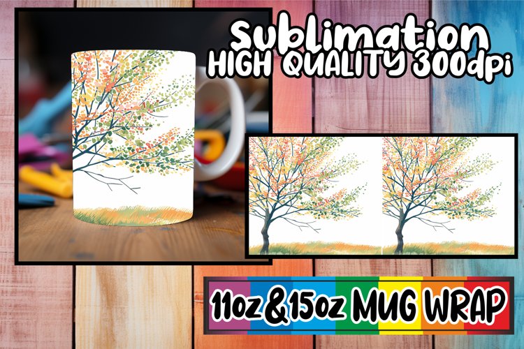 Colorful Blossoms Mug Sublimation Wrap - Sublimation 11oz 15
