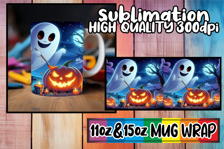 Joyful reflections 11oz 15oz sublimation wrap, Ghost