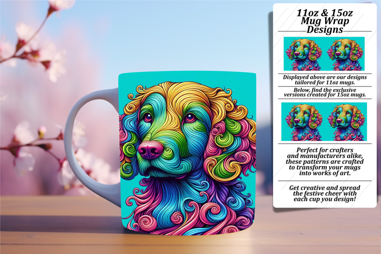 Eye-Catching 15oz Mug Wrap Png Template , Dog
