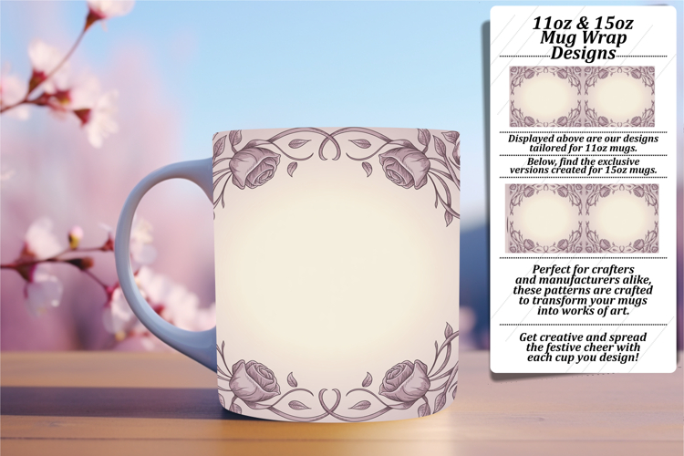 Gift 11oz Mug Wrap Png Design , Flowers