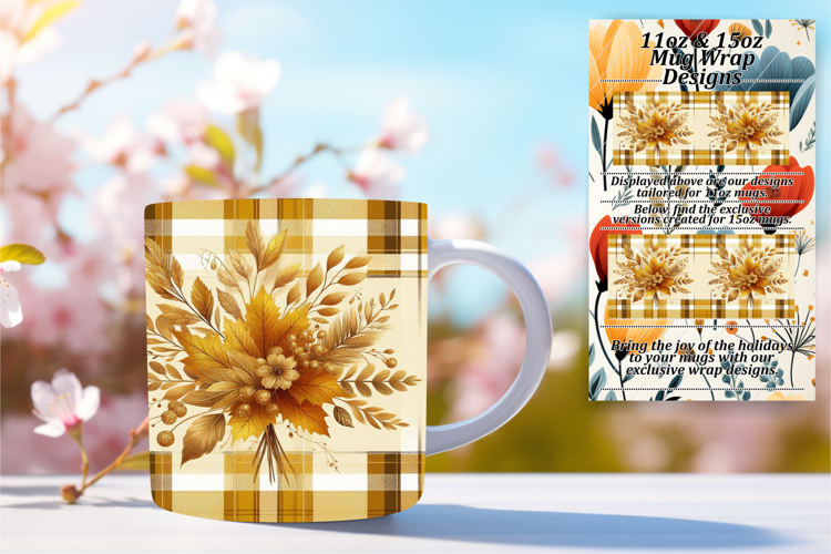 Lovely 11oz Mug Wrap Png Template , Autumn Flower