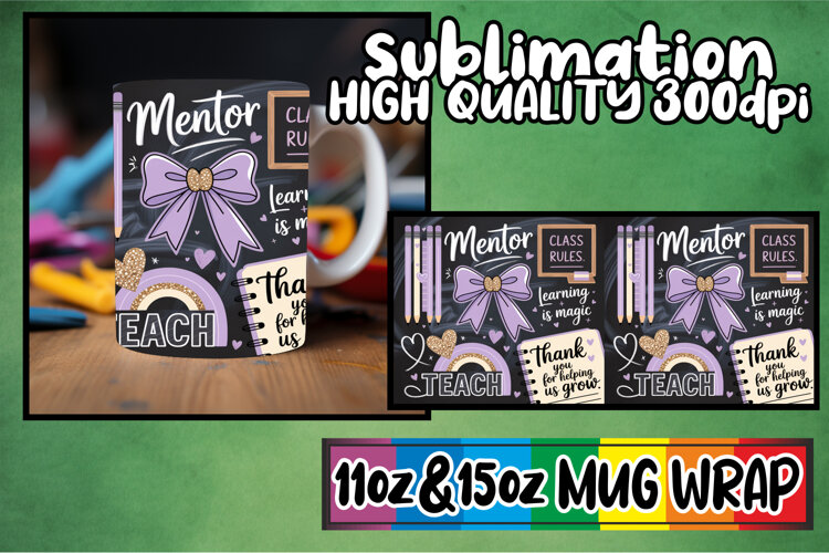 Timeless beauty 11oz 15oz mug wrap, Teacher example image 1