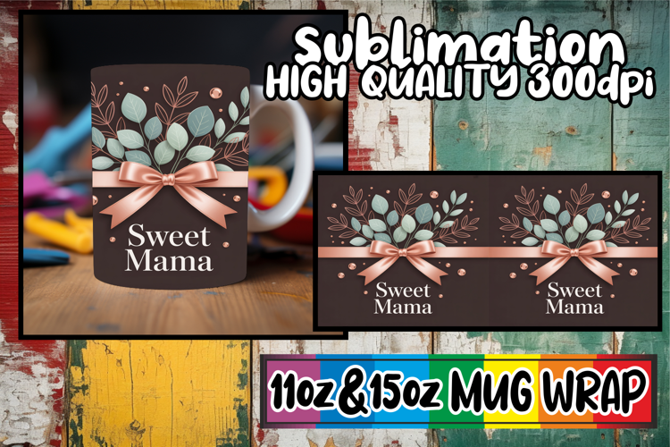 Timeless charm sublimation 11oz 15oz mug wrap, Mother's Day