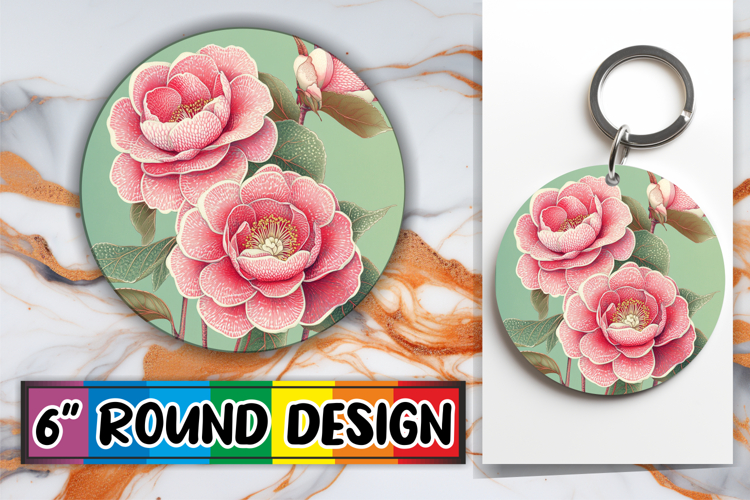 Trendy Circle Design Sublimation PNG , Beauty Flower
