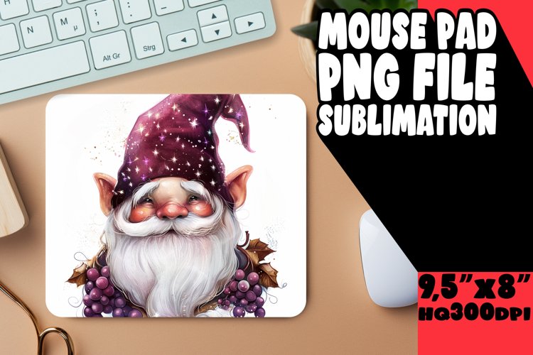 Sweet Serenity: Watercolor Gnome Mouse Pad Design example image 1