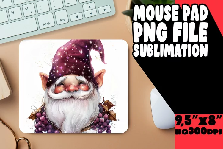 Sweet Serenity: Watercolor Gnome Mouse Pad Design