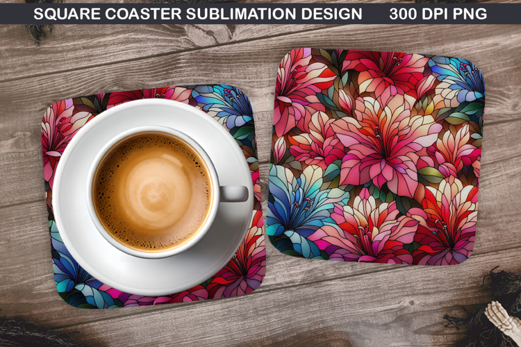 Flowers Coaster Sublimation, Spring Coaster PNG Design