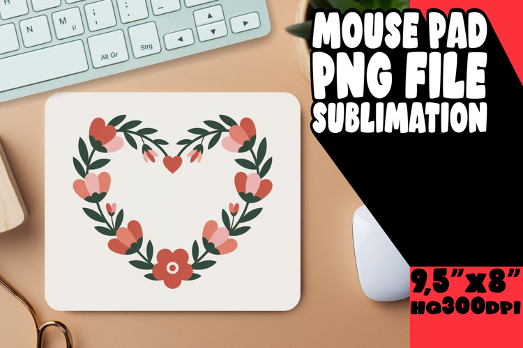 JOYFUL mouse MAT Playful Art, Flowers Heart