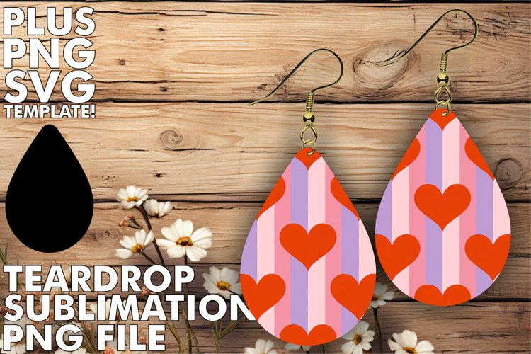 Cheerful Teardrop Earrings Design PNG, Valentines Pattern