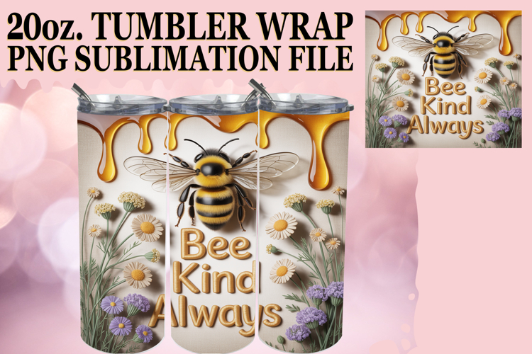 Joyful heart 20oz tumbler wrap, Bee Quote