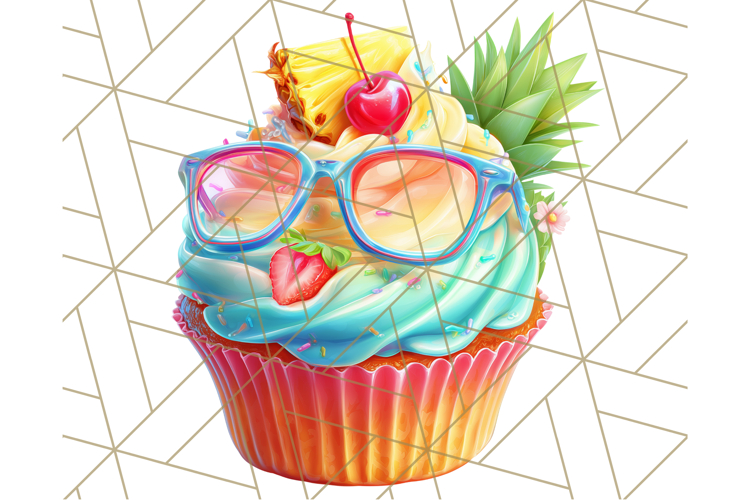 Bright Summer Cupcake PNG Clipart, Colorful Cupcakes example image 1