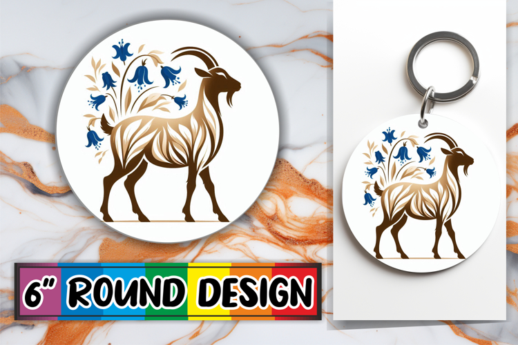 Whimsical Round Keychain Sublimation, Flower Animals