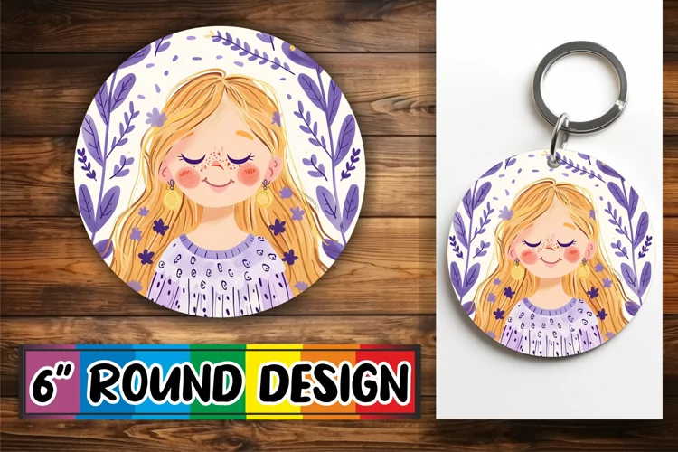Chic Flower-Crowned Round Design PNG