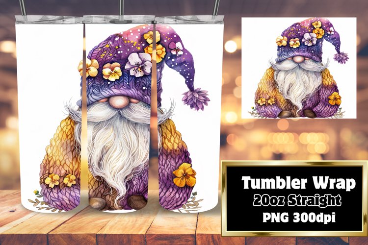 Cheerful Watercolor Gnome Tumbler Artwork