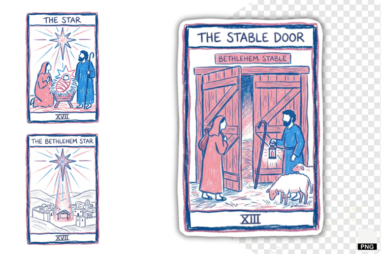Christmas Nativity Tarot Cards PNG