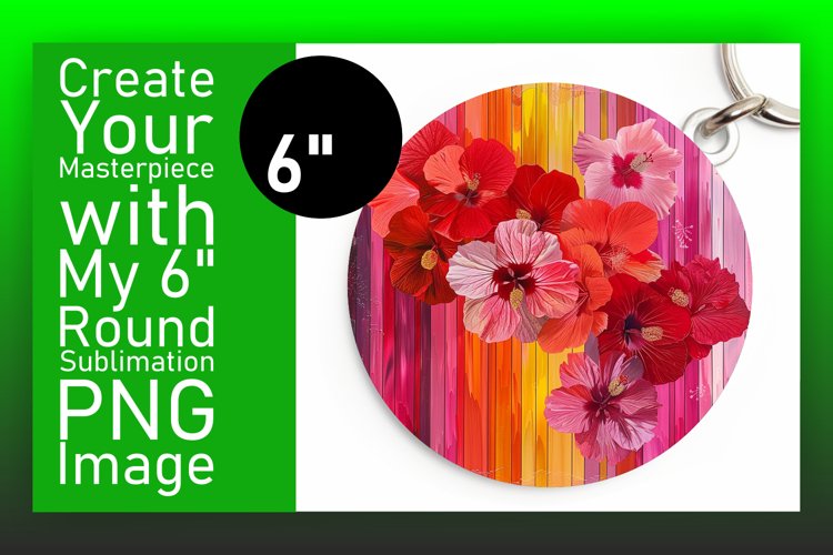 Vibrant Floral Fusion: Sublimation Circle & Keychain example image 1