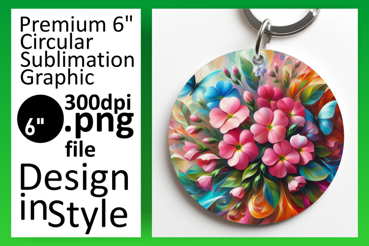 Trendy Round Design Sublimation Artwork , Flowers