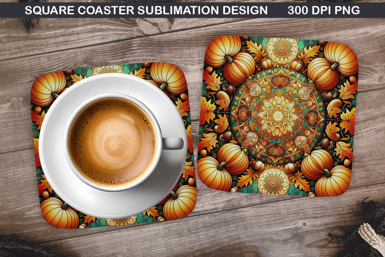 Pumpkin Coaster Sublimation, Halloween Coaster PNG Design