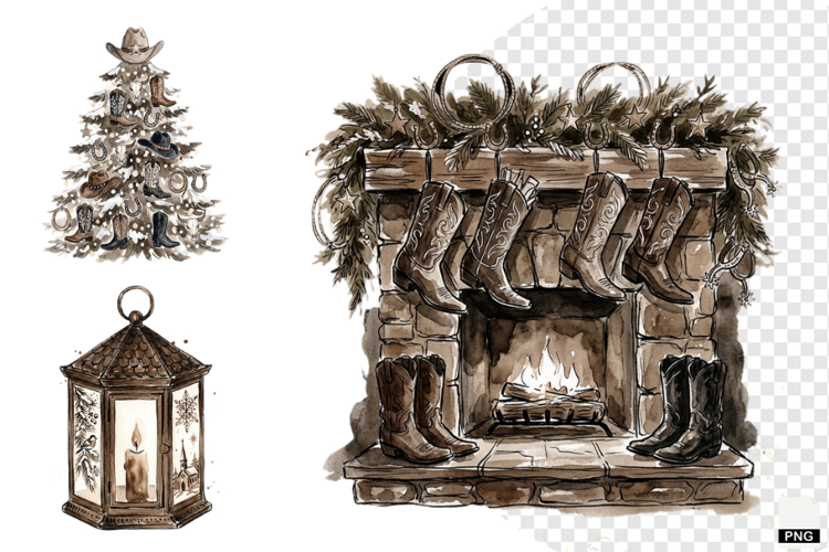 Christmas Festive Western Clipart