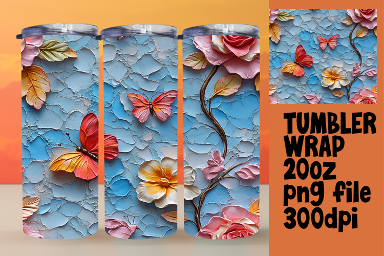 Bright 20oz Tumbler Wrap Design , 3D Flower