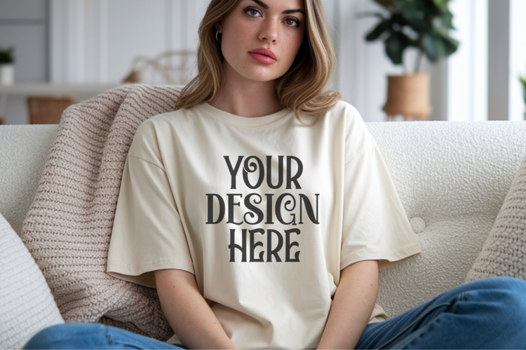Ivory Comfort Colors 1717 T-shirt Mockups,1717 Mockups