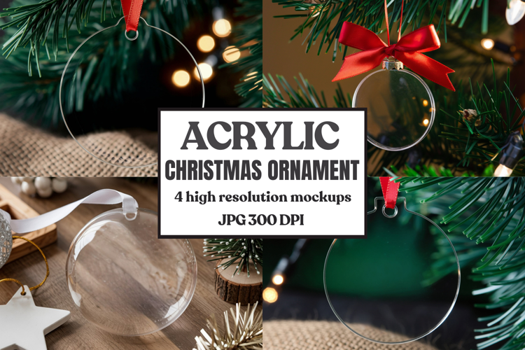 Christmas Acrylic Ornament Mockups | Round Clear Acrylic Orn