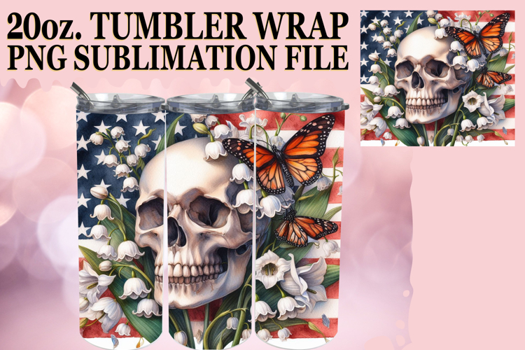 Radiant Adventures 20oz tumbler wrap, Skull USA