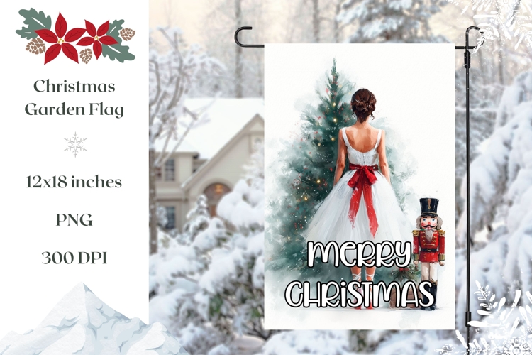 Merry Christmas Garden Flag Print, Ballerina PNG
