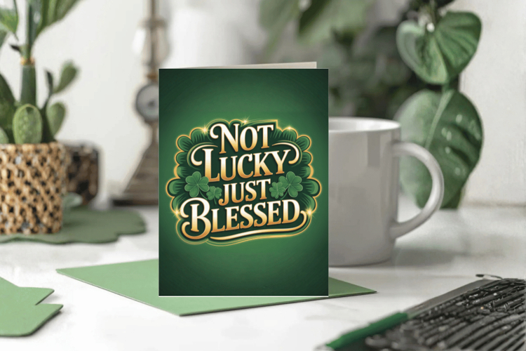 Not Lucky Just Blessed Greeting Card PNG Sublimation Design!