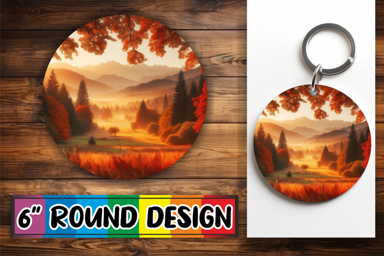 Luminous Car Coasters Round PNG, Autumn