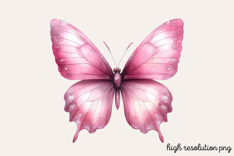 Gilter Pink Butterfly Clipart PNG