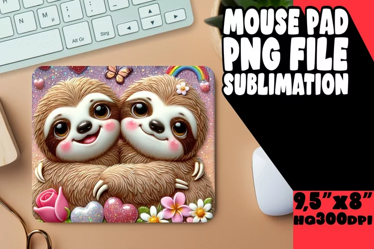Cheerful Mouse Pad Sublimation Style, Sweet Animals