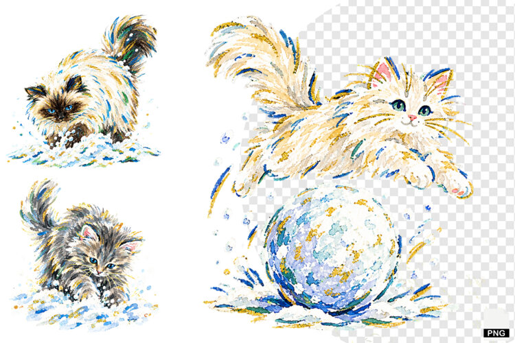 Winter Cats Clipart example image 1