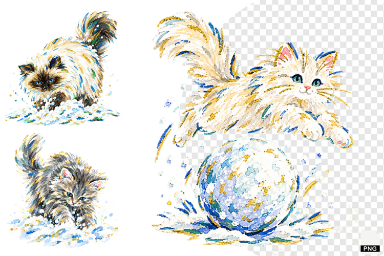 Winter Cats Clipart