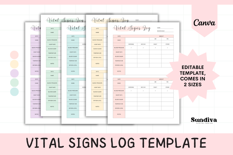 Editable Vital Signs Log Canva Template 4