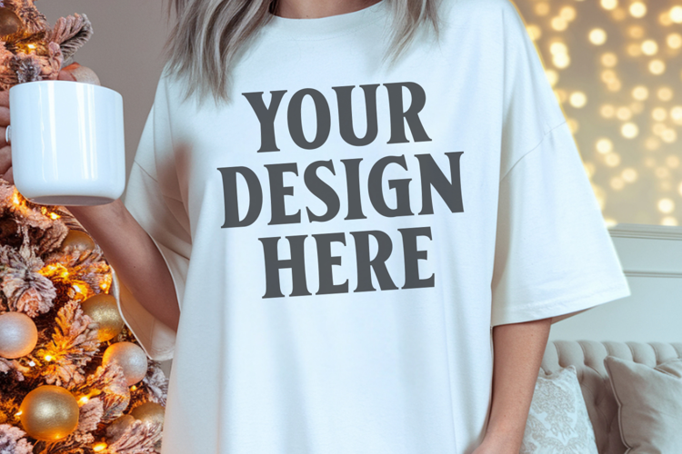 White Christmas Comfort Colors 1717 Mockups, CC 1717 m
