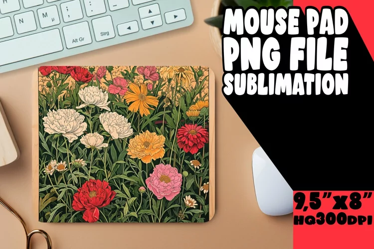 Vintage Style Blossom Mouse Pad Print