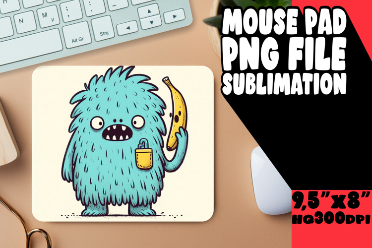 Luminous Mouse Pad PNG Design, Monster