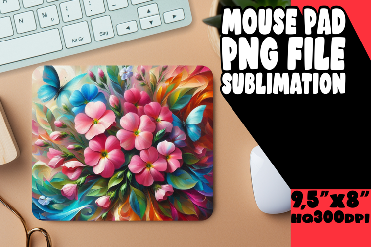 Vibrant Mouse Pad Sublimation Design, Flowers
