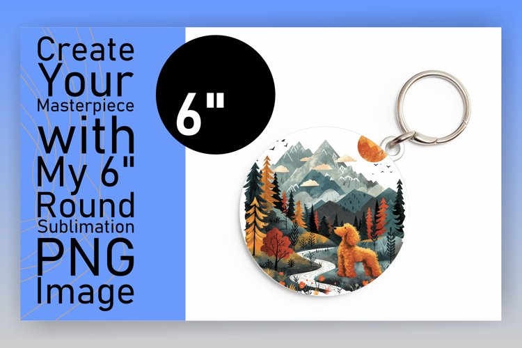 Mountain Wanderer Dog Circle Design Sublimation Keychain