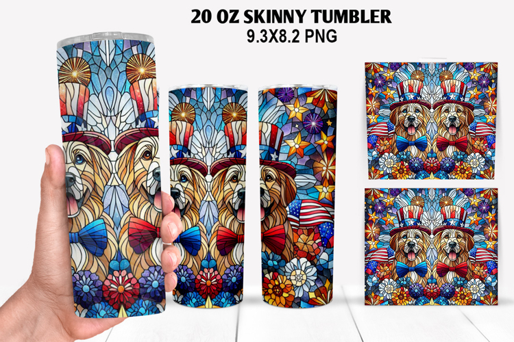 Boxer Skinny Tumbler 20oz Wrap Design,4th of july Tumble PNG example image 1