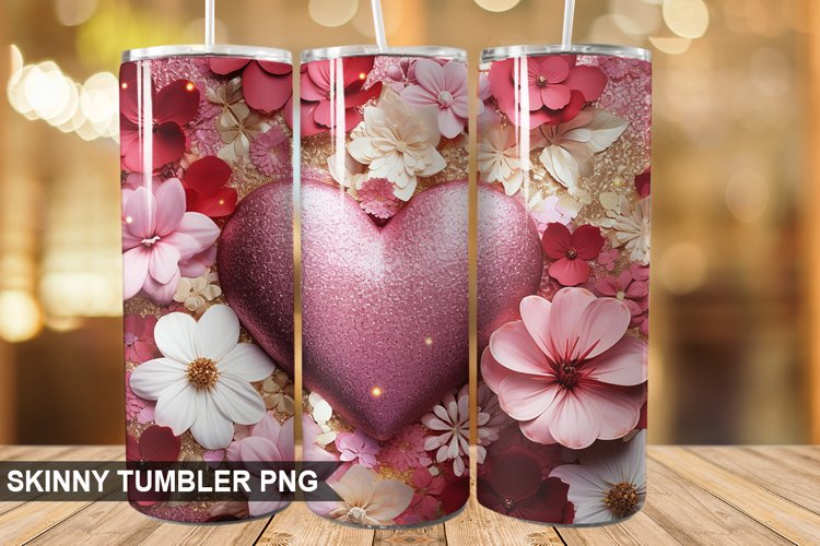 3D Valentines Day Tumbler Design | Sublimation Wrap 20 Oz