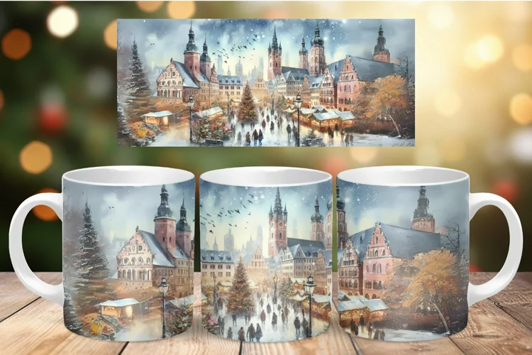 Mug Wrap Sublimation - christmas old town