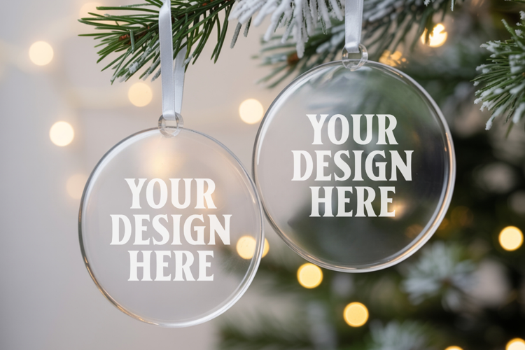 Acrylic Christmas Ornament Mockups , acrylic blank mockup