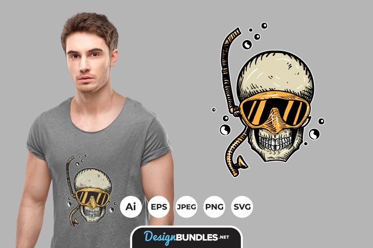 Diving Skull for T-Shirt Design example image 1