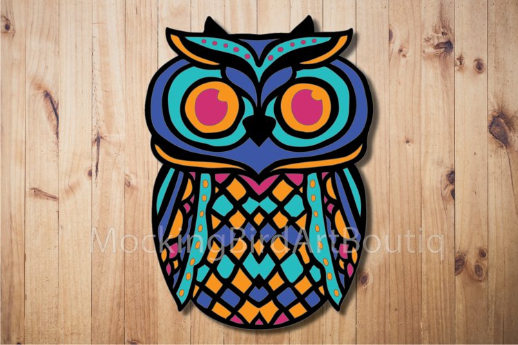 Colorful Owl Laser cut file example image 1