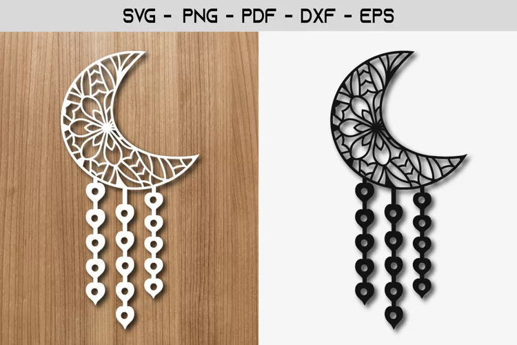 Moon Heart Paper Template SVG Design